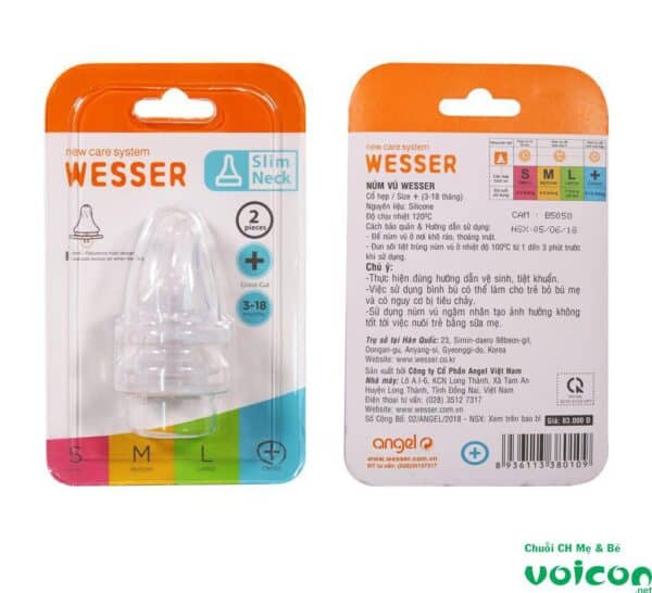 Núm Ty Wesser Cổ Hẹp Size + (3-18 Tháng)