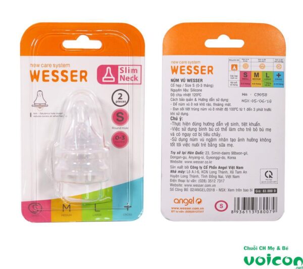 Núm Ty Wesser Cổ Hẹp Size S (0-3 Tháng)
