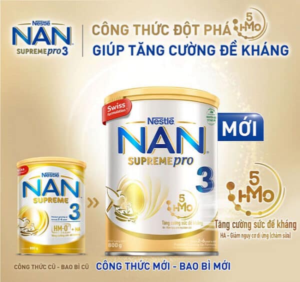 Sua Nan Supreme Pro So 2 Cho Tre 6 Den 24 Thang 3 Medium Sữa Bột Nan Supreme Pro 3 (5Hmo) 800G (2-6 Tuổi)
