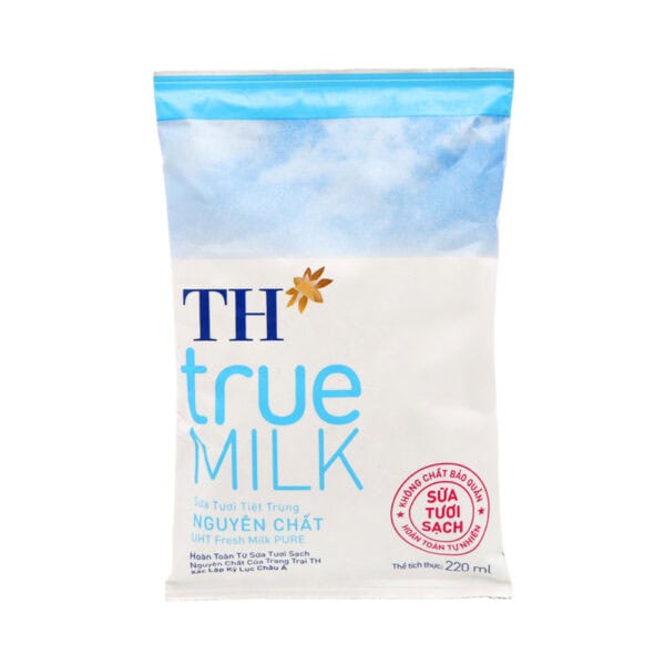 Sữa Tươi Tiệt Trùng Th Nguyên Chất Không Đường 220Ml (Thùng 48 Bịch, Bán Lẻ 1 Bịch)