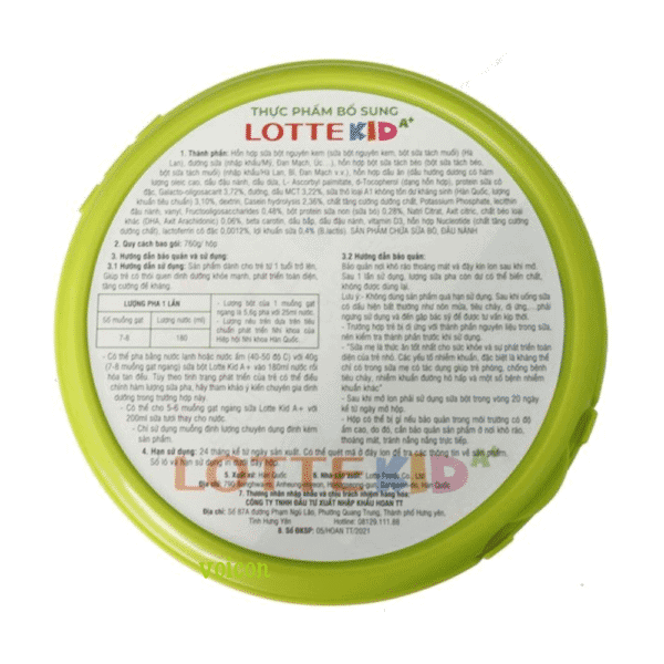 Lotte 1 Sữa Lotte Kid A+ Hàn Quốc Từ 1 Tuổi (Phát Triển Chiều Cao, Tăng Cân)