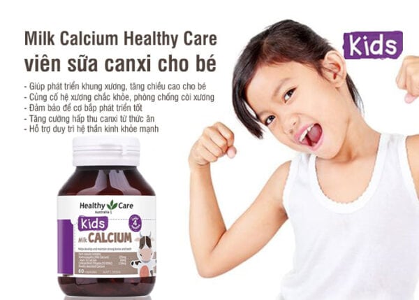 Healthy Care Kids Milk Calcium 1 Medium Healthy Care Milk Cancium Úc Viên Sữa Bổ Sung Canxi (4M+)
