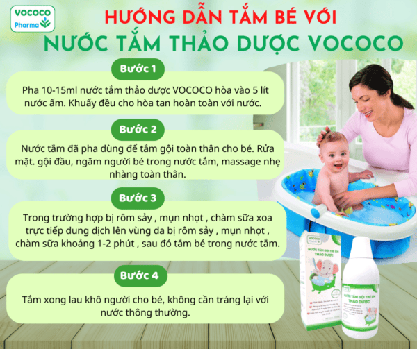 5 Nước Tắm Gội Trẻ Em Thảo Dược Vococo Pharma 250Ml