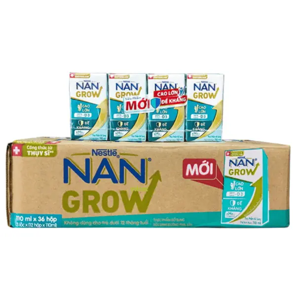 Nan Grow 110 Sữa Nước Nan Optipro Grow 110Ml (Lốc 4 Hộp, Thùng 9 Lốc)