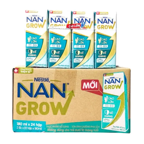 Nan Grow 180 1 Medium Sữa Nước Nan Optipro Hmo 180Ml (Lốc 4 Hộp, Thùng 6 Lốc) Qc Mới